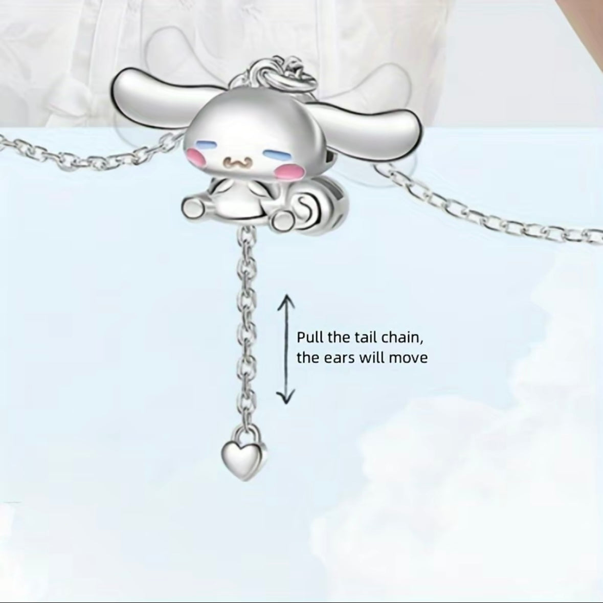 saro cm necklace with movable tail & ears