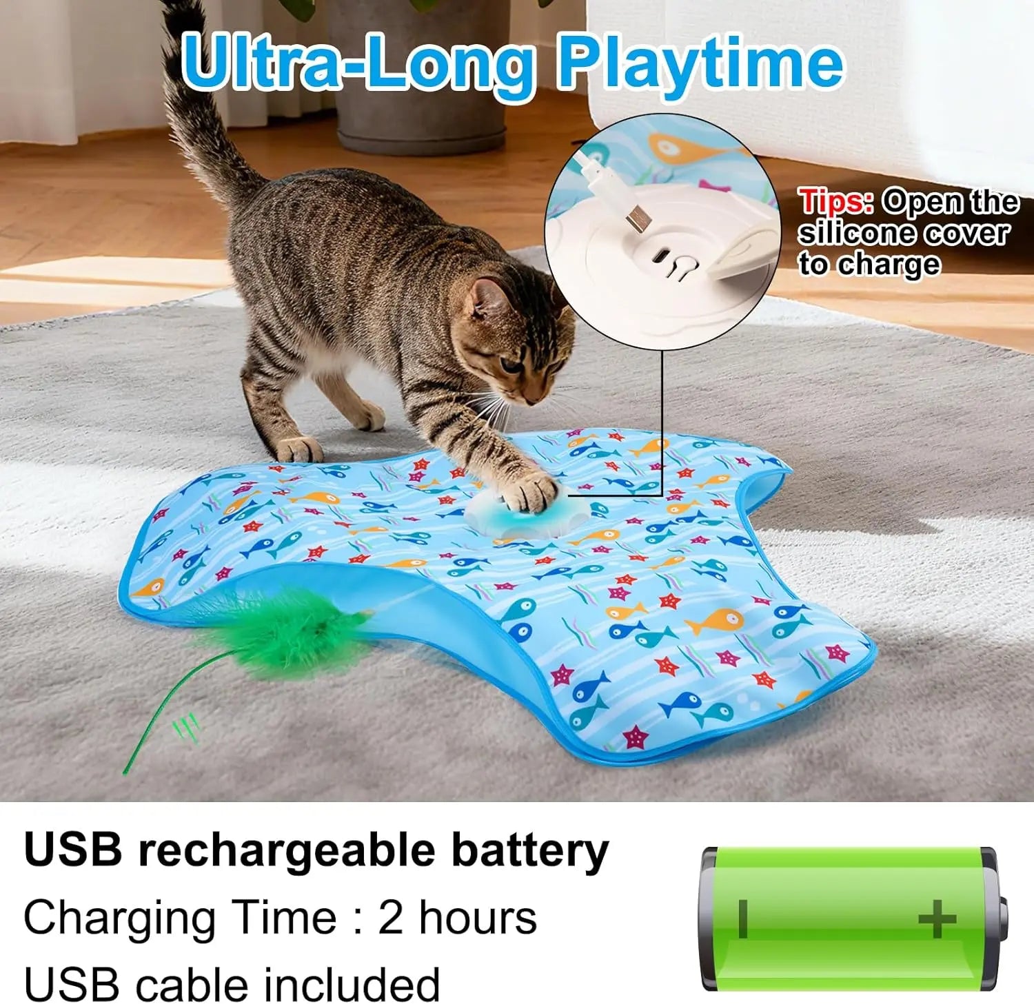 Hide and Seek Cat Toys – Rechargeable Interactive Feathers