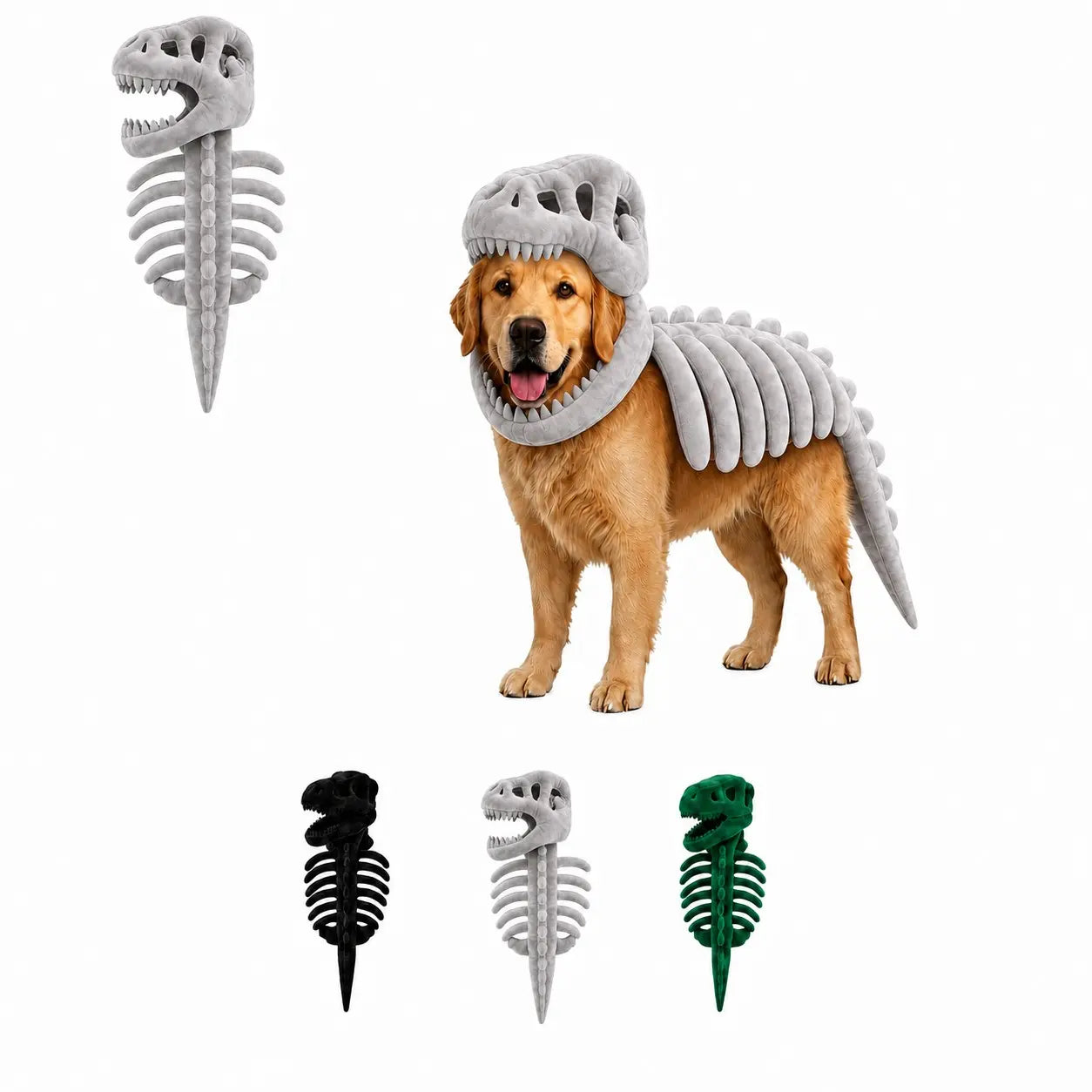 Pet Halloween Dog Costume with Dinosaur Skeleton - Large Plush Role Play Dress