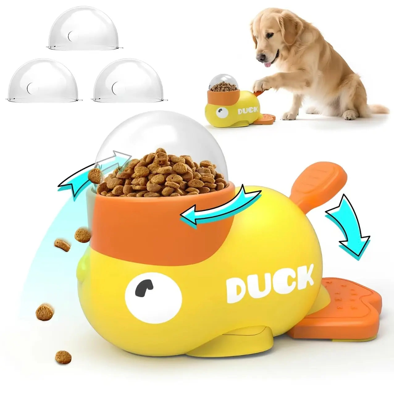 2-in-1 Interactive Cat Treat Dispenser Toy Duck Shape 8.6in