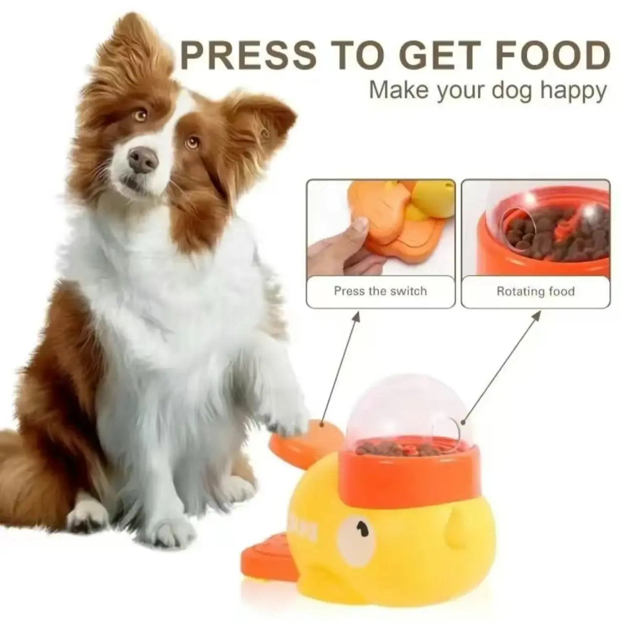 2-in-1 Interactive Cat Treat Dispenser Toy Duck Shape 8.6in
