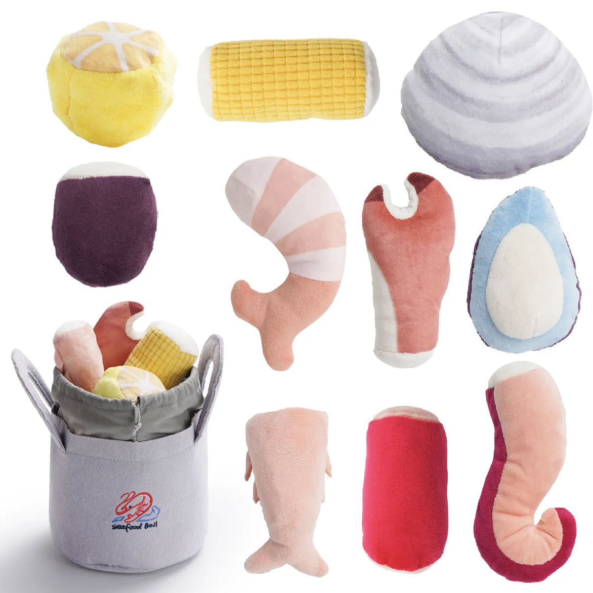 Nocciola 10-Pack Bread Plush Dog Toys for Small Dogs
