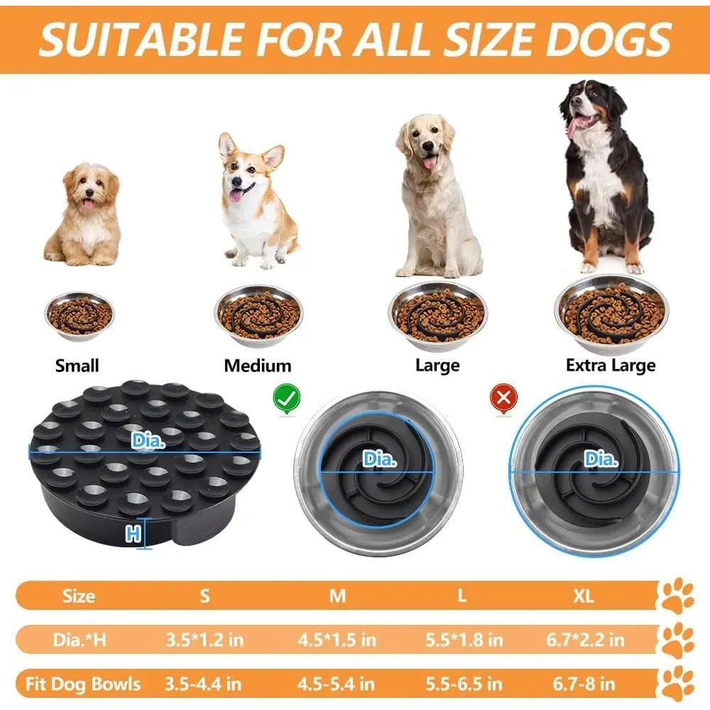 Slow Feeder Dog Bowl Insert Silicone Soft Suction Sizes S-XL