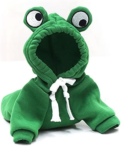 Warm Fleece Lined Dog Hoodie Winter Cute Coat Frog Costume XS
