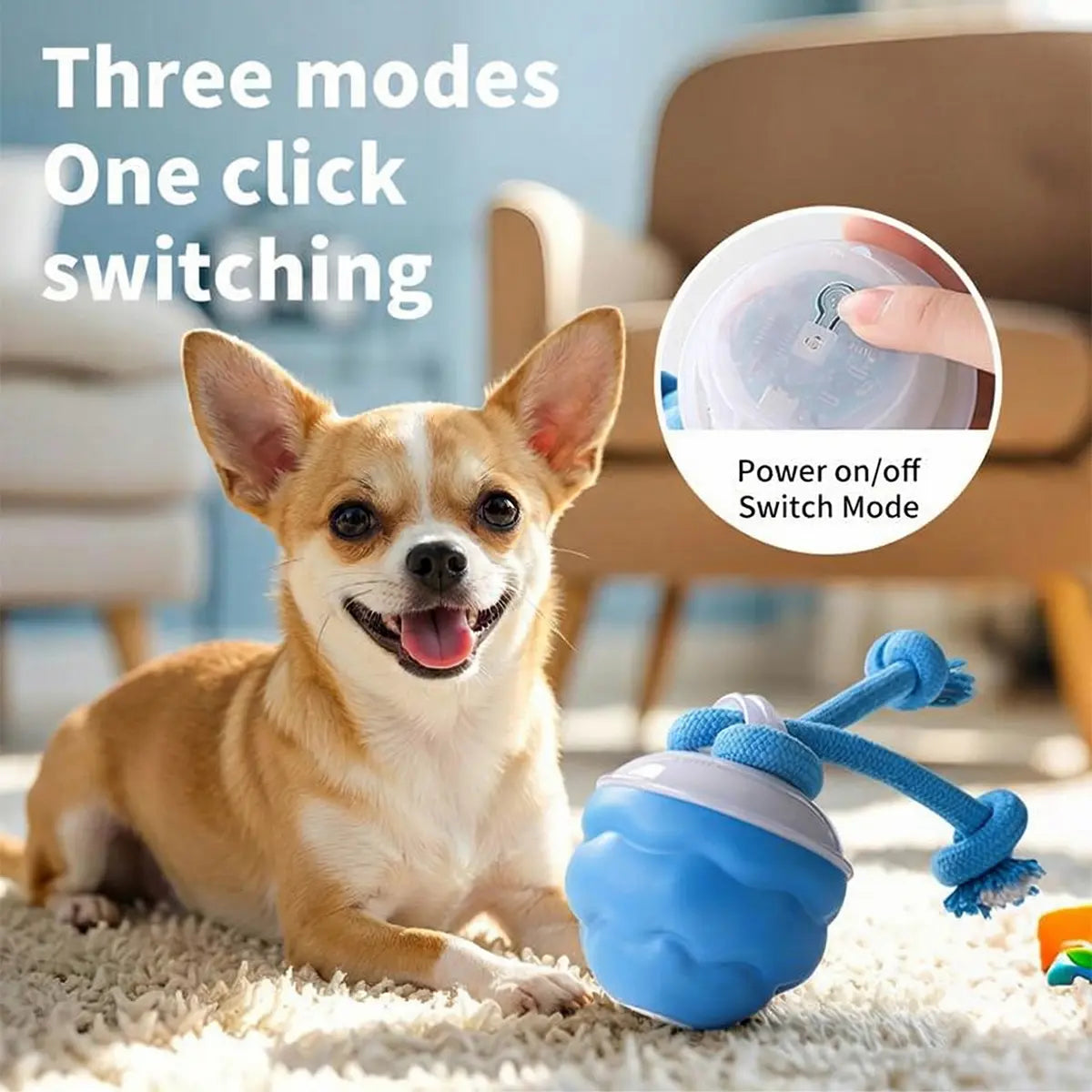 Interactive Motion Activated Dog Toy Ball, Blue