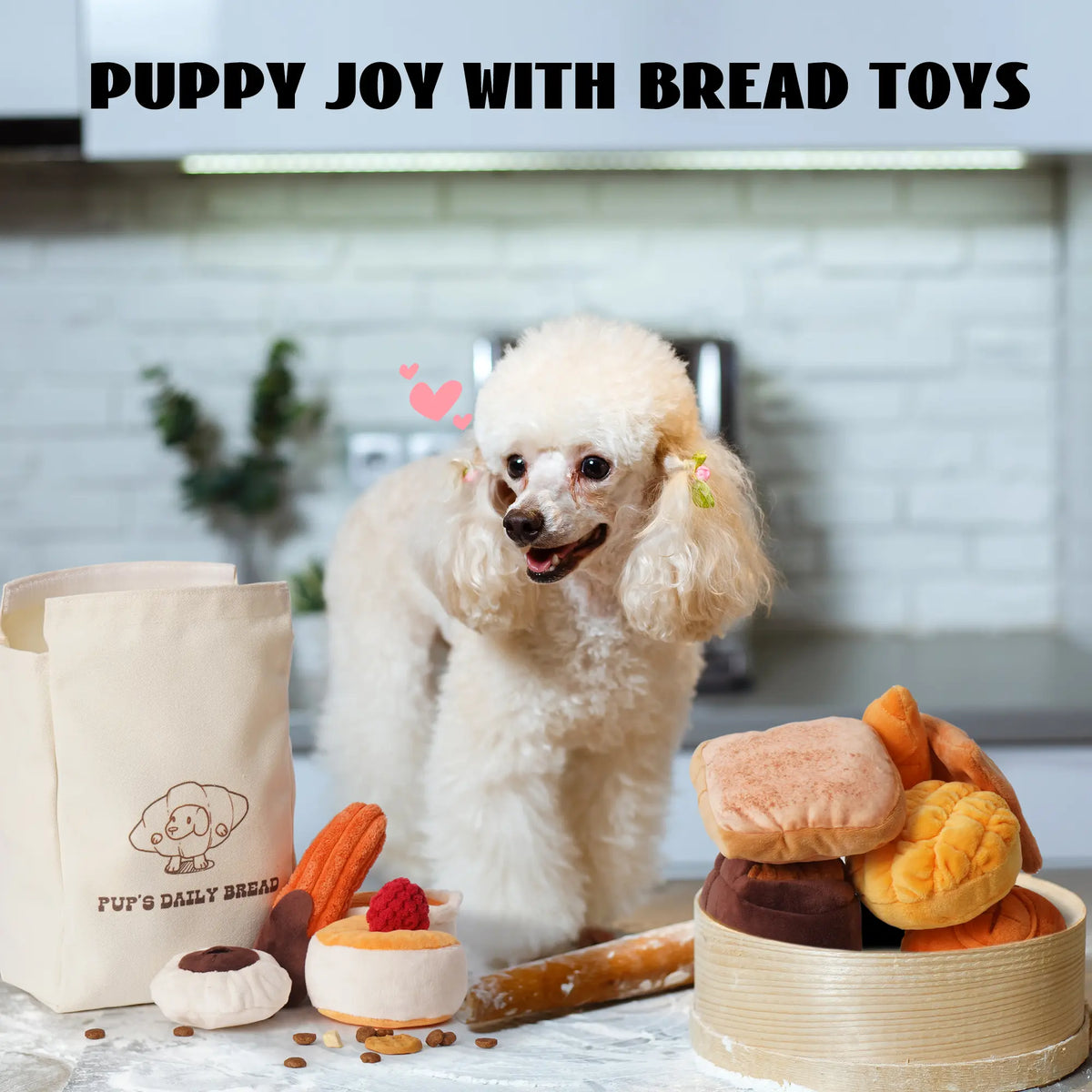 Nocciola 10-Pack Bread Plush Dog Toys for Small Dogs