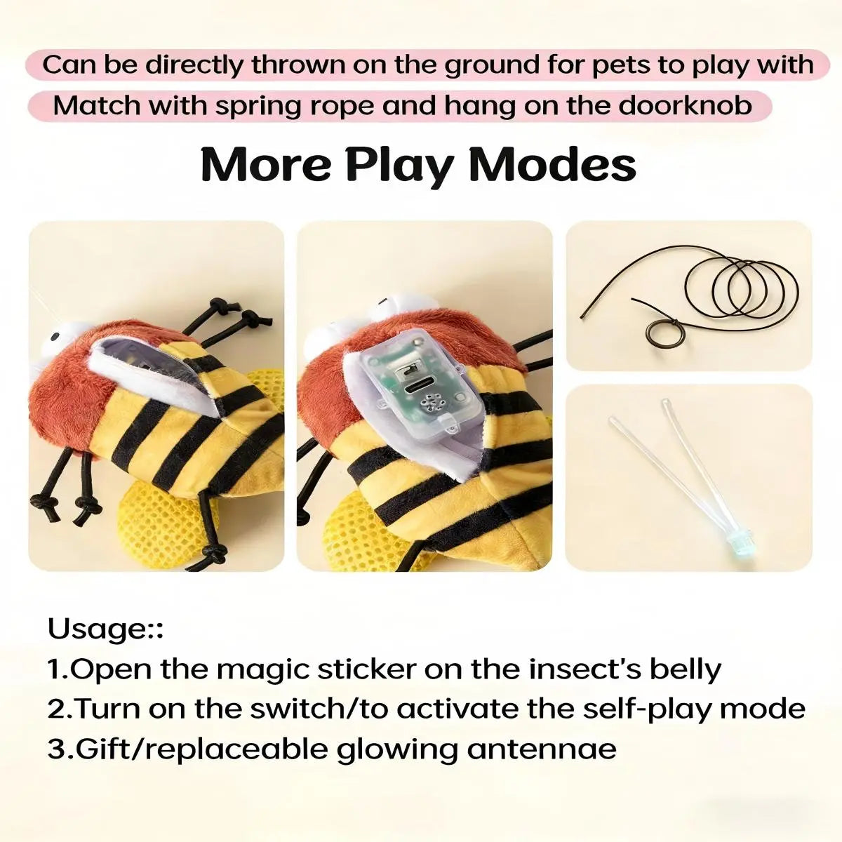 Catnip Flying Insect Interactive Cat Toy with Lights & Sound