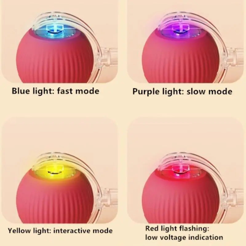 Automatic Cat Toy Ball C02 USB Smart Interactive Ball (Flame Red)