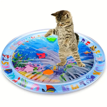 Interactive Cat Water Play Mat Splash Proof Floating Fish PVC Cat Toy