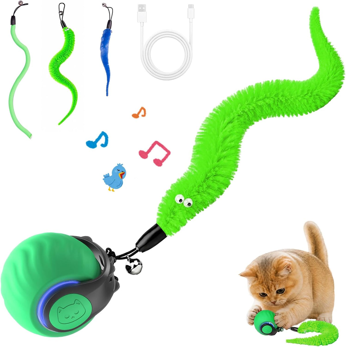 2026 Interactive Cat Toys with Bird Sounds & 3 Modes for Indoor Cats Play