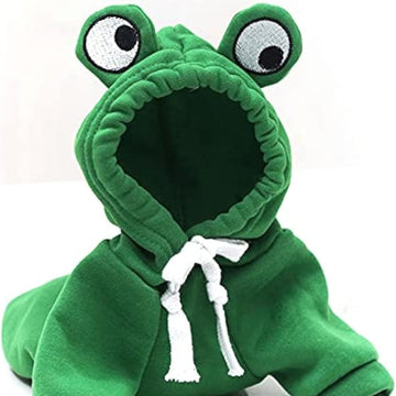 Warm Fleece Lined Dog Hoodie Winter Cute Coat Frog Costume XS