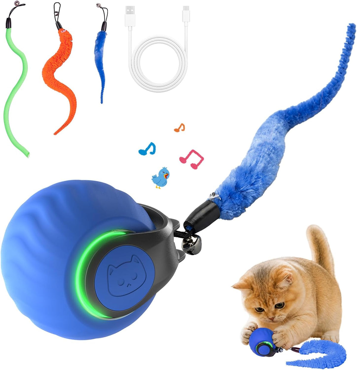 2026 Interactive Cat Toys with Bird Sounds & 3 Modes for Indoor Cats Play