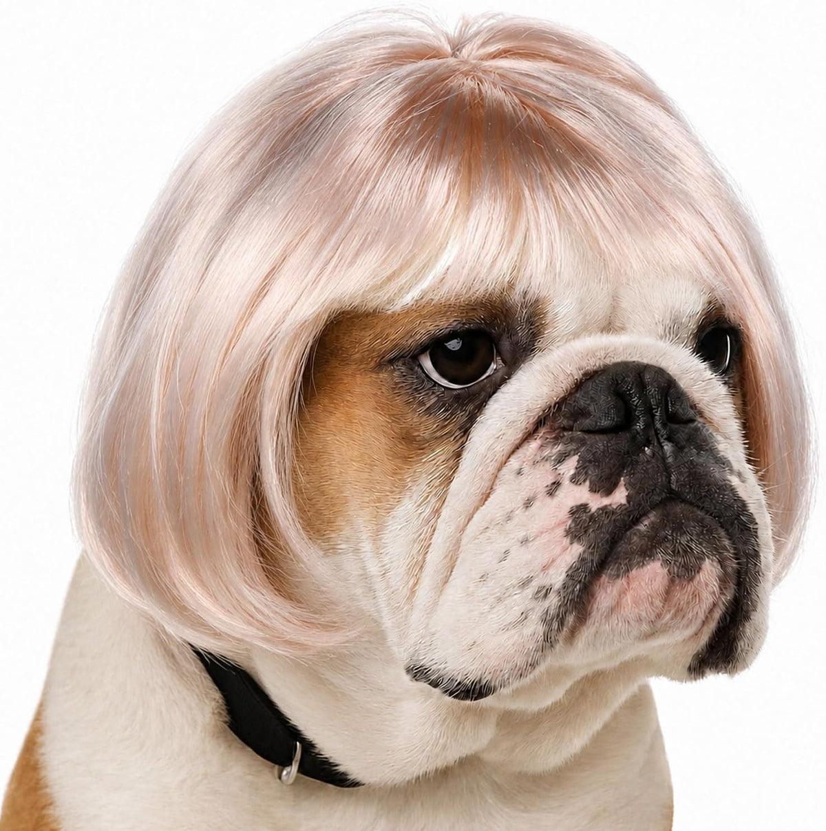 Funny Dog Wig for Small Medium Large Dogs, 7 Inches Pet Costume Elastic Cat Cosplay Wig Decoration for Halloween, Christmas, Parties（Brown）