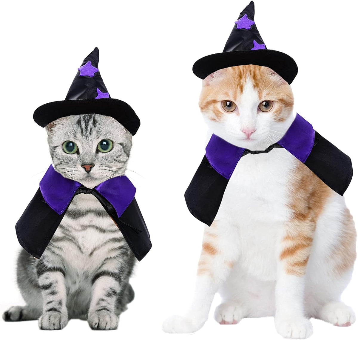 Halloween Pet Costume Cat Wizard Costume Funny Wizard Cat Clothes Cloak and Hat for Small Dogs Outfits
