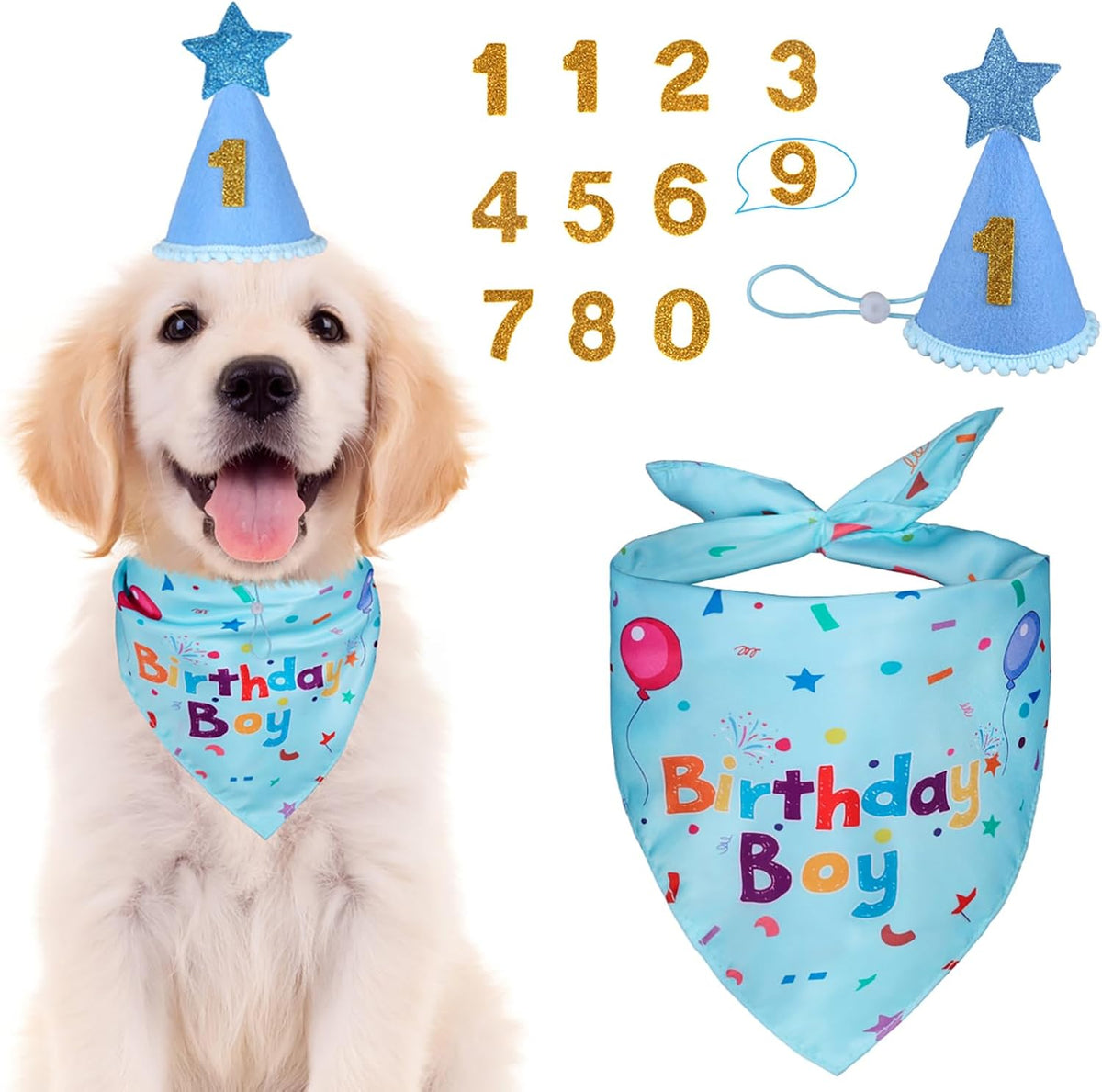 Dog Birthday Party Supplies,Dog Birthday Bandana,Dog Birthday Hat