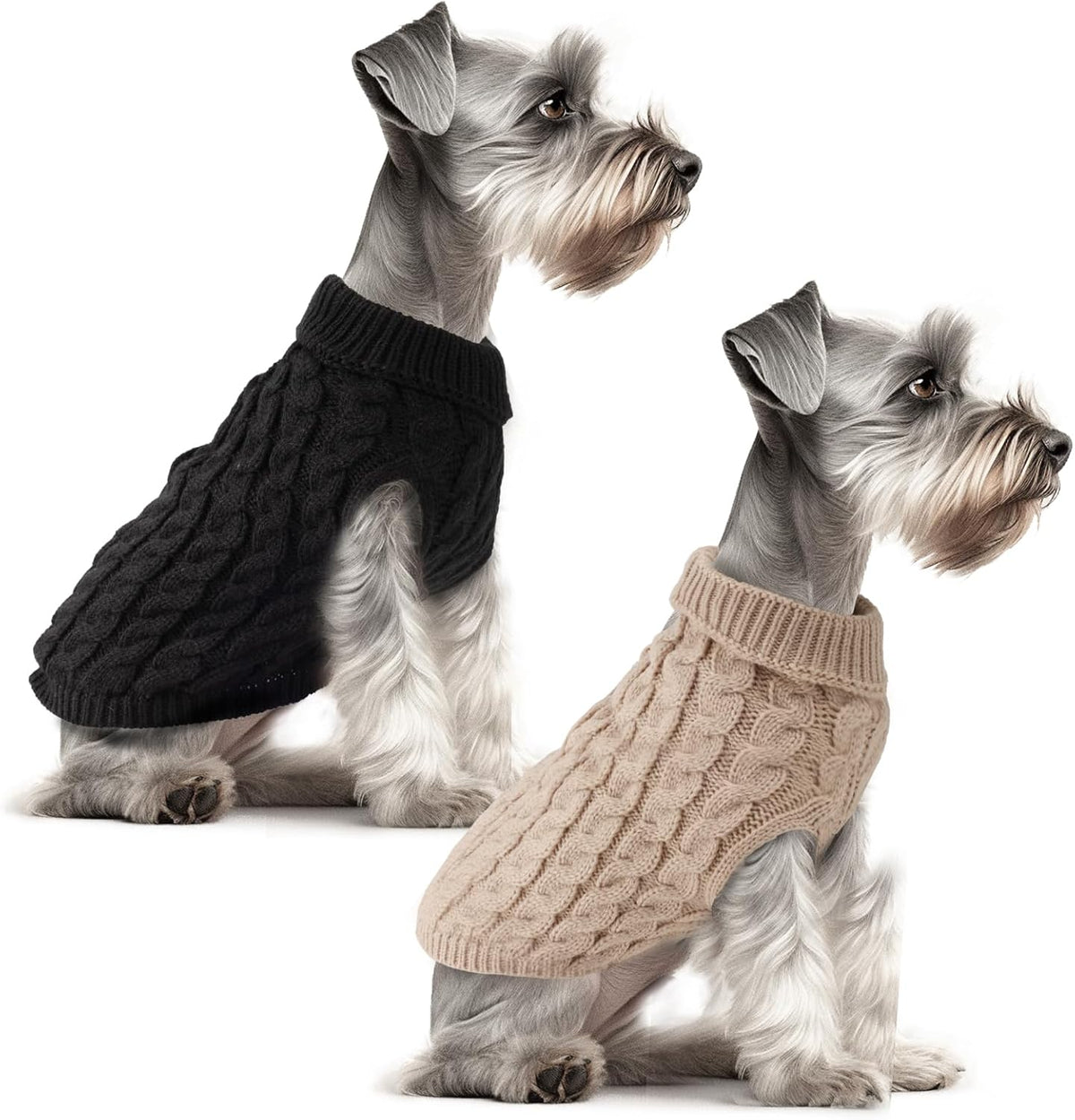 2-Pack Knitted Turtleneck Dog Sweaters – Warm Winter Puppy Jumpers Designer