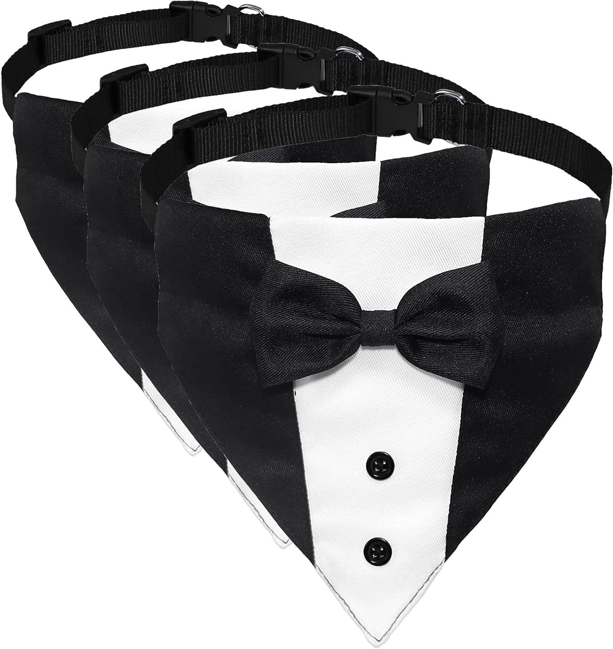 Dog Tuxedo Suit Wedding Bandana Collar with Bow Tie, Adjustable Formal Dog Tux, Engagement Birthday Tuxedo for Small Medium Large Dogs Pets (Large: Neck 15”-25”)