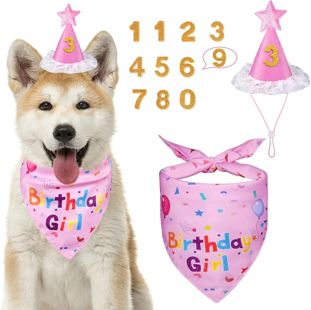 Dog Birthday Party Supplies,Dog Birthday Bandana,Dog Birthday Hat