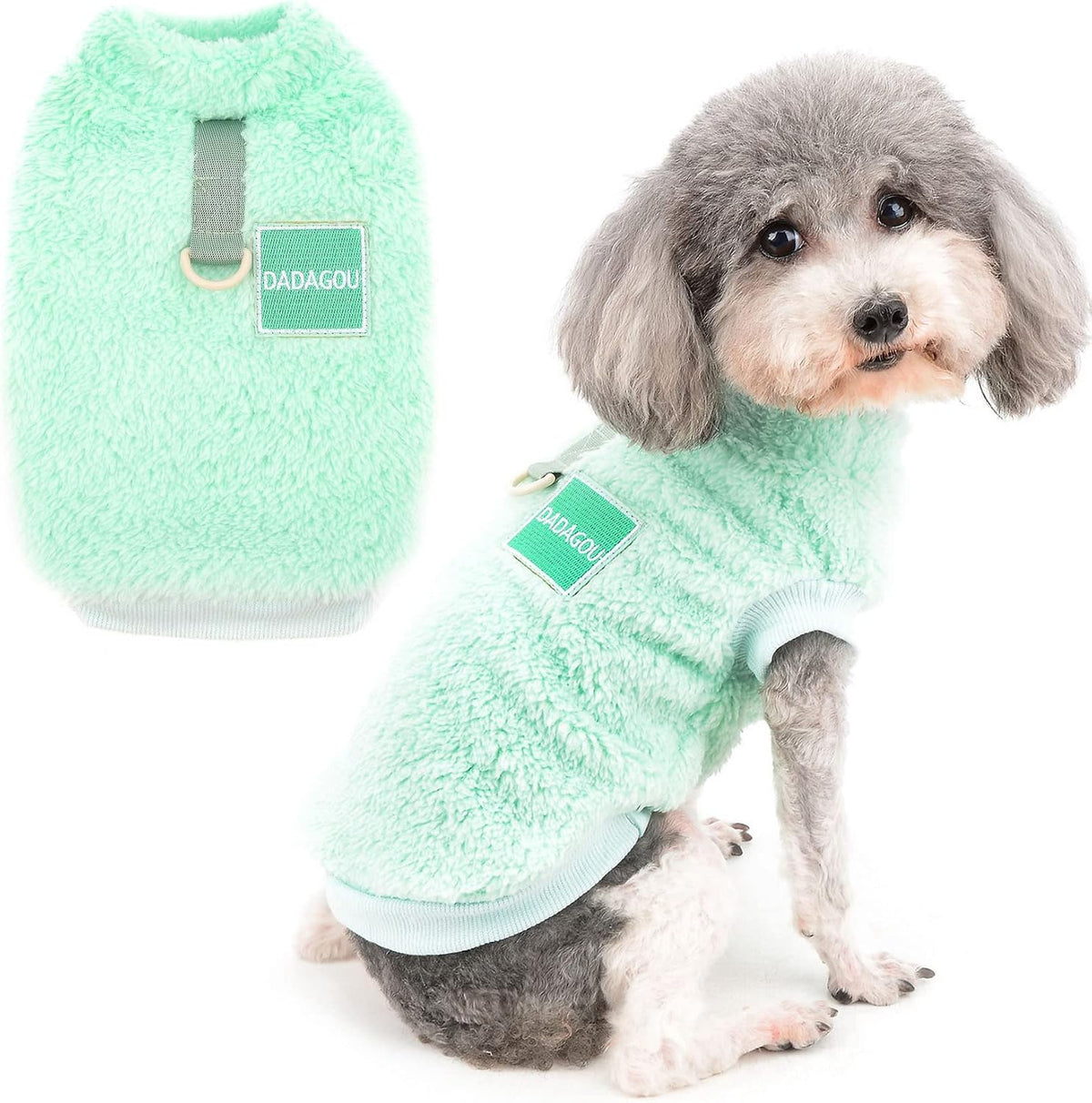 Soft Fleece Pullover Dog Coat – Warm Winter Jacket with D-Ring for Small Pets