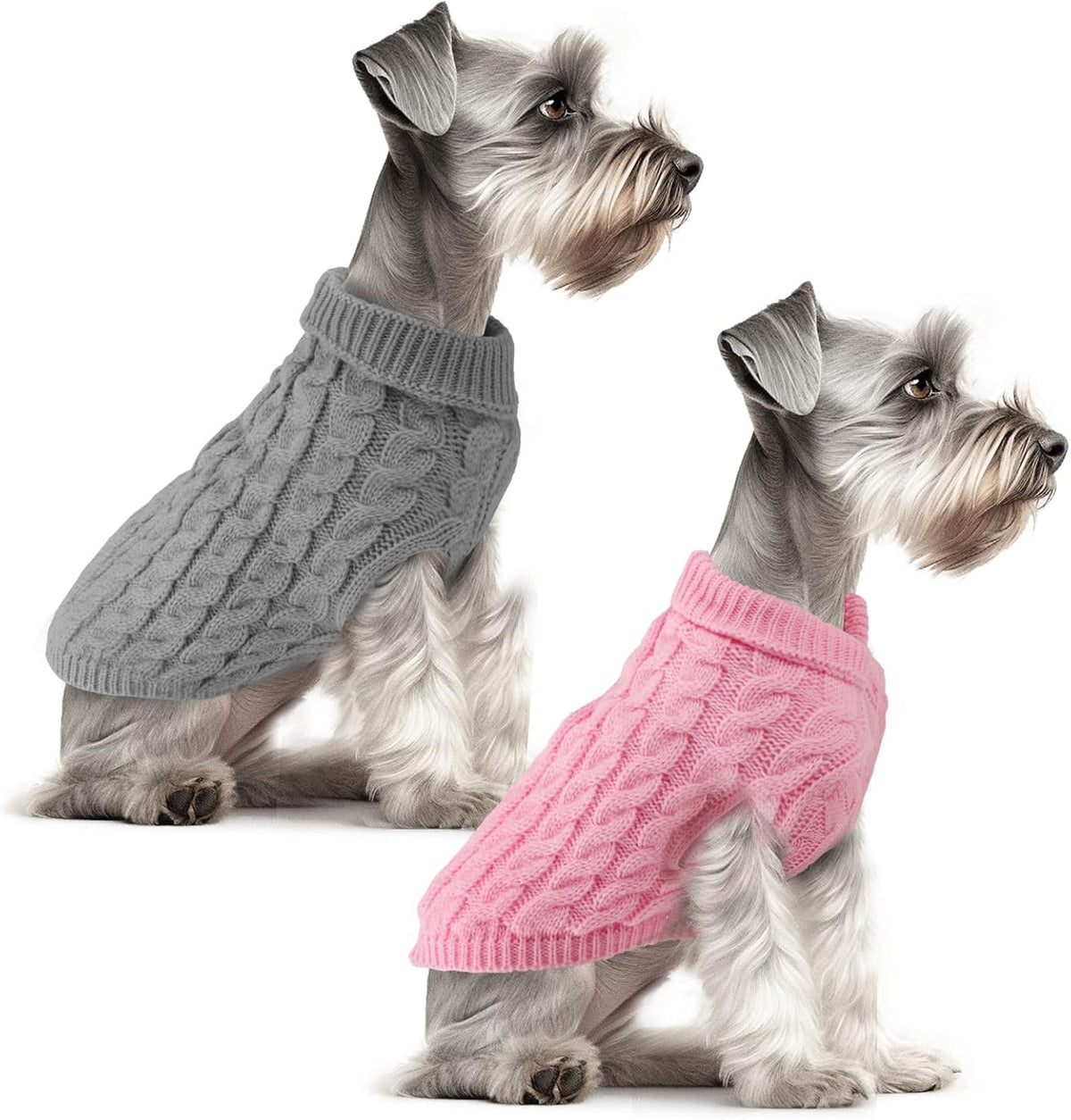 2-Pack Knitted Turtleneck Dog Sweaters – Warm Winter Puppy Jumpers Designer