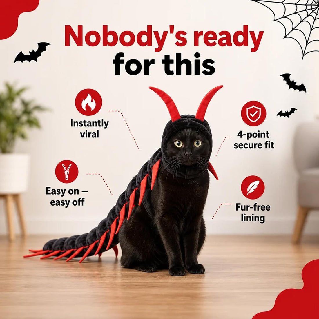 Cat Centipede Costume, Funny Centipede Halloween Outfit, Plush Pet Outfit