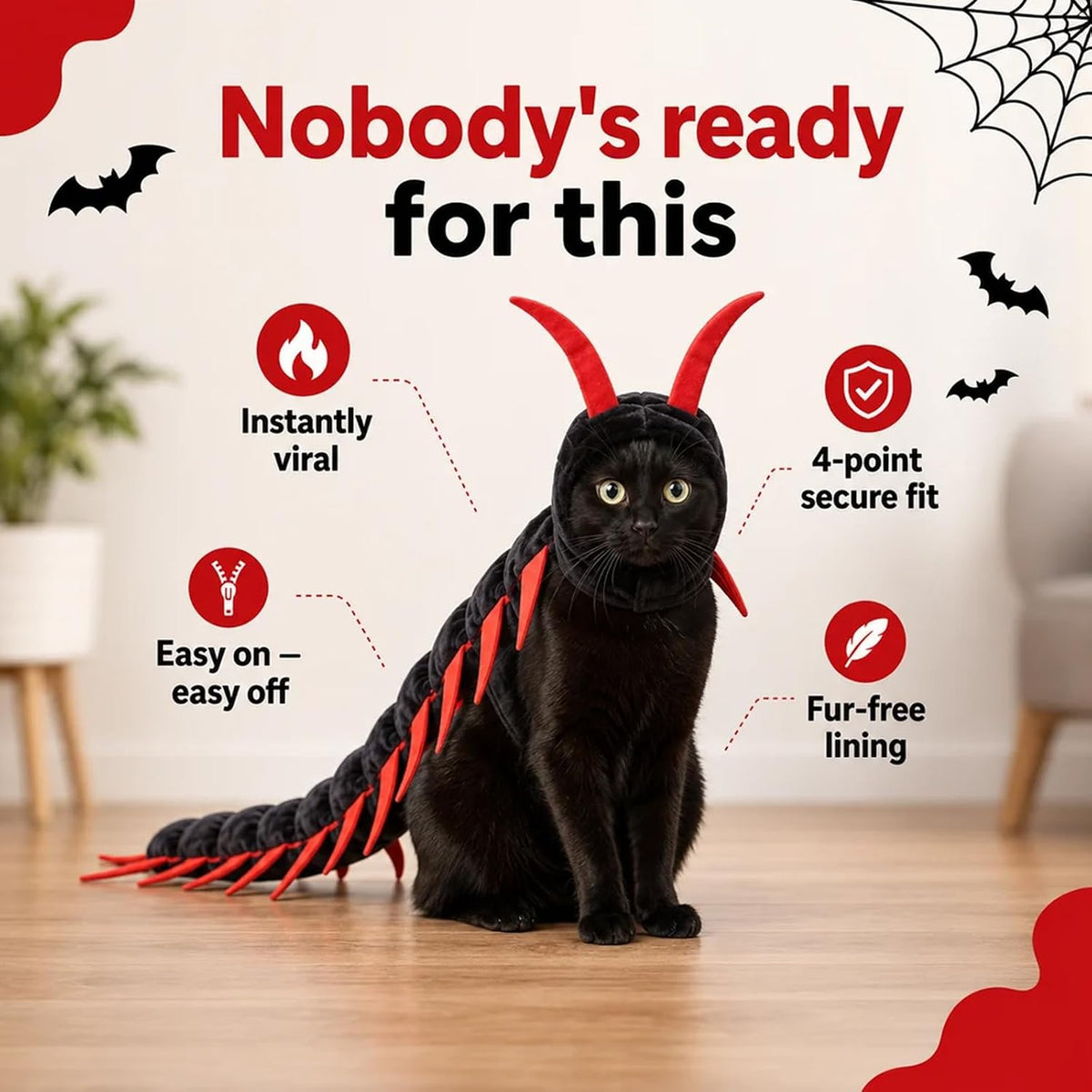 Cat Centipede Costume, Funny Centipede Halloween Outfit, Plush Pet Outfit