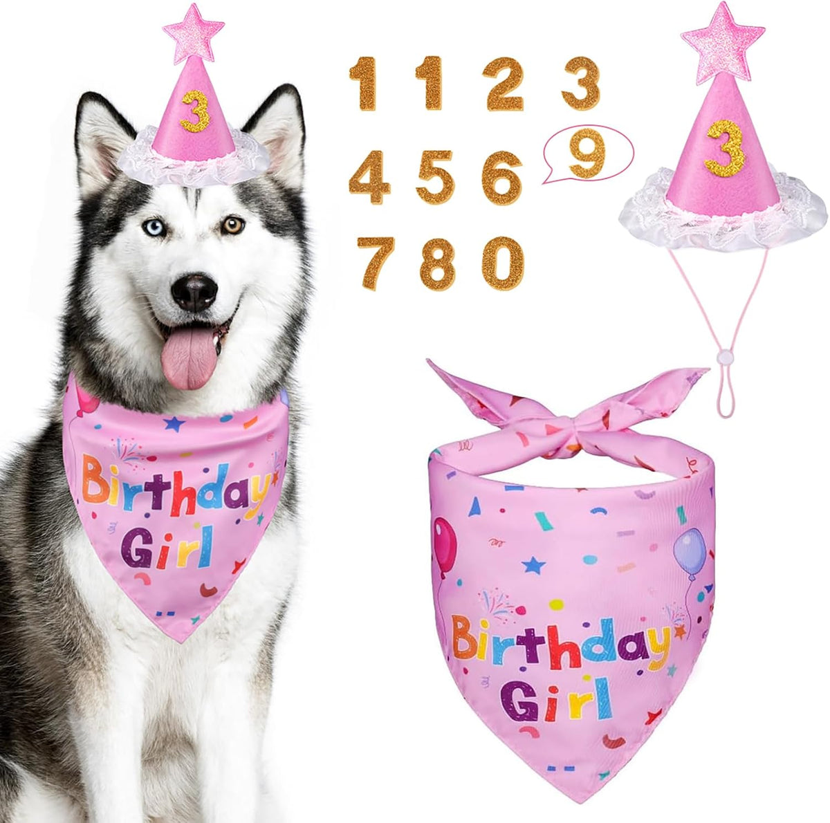 Dog Birthday Party Supplies,Dog Birthday Bandana,Dog Birthday Hat