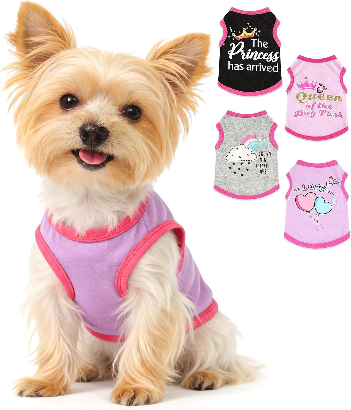 4 Pieces Dog Clothes for Small Dogs Boy Dog Shirt Puppy Clothes for Chihuahua Yorkie Soft Cute Pattern Pet Cat Clothing Black Grey Red Green XXS~M (XXSmall)