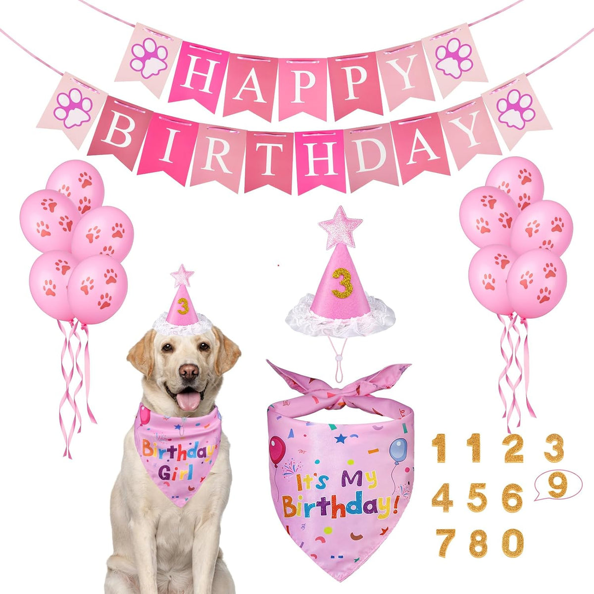 Dog Birthday Party Supplies,Dog Birthday Bandana,Dog Birthday Hat