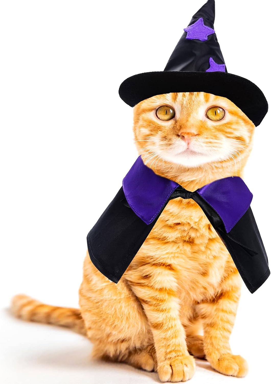 Halloween Pet Costume Cat Wizard Costume Funny Wizard Cat Clothes Cloak and Hat for Small Dogs Outfits