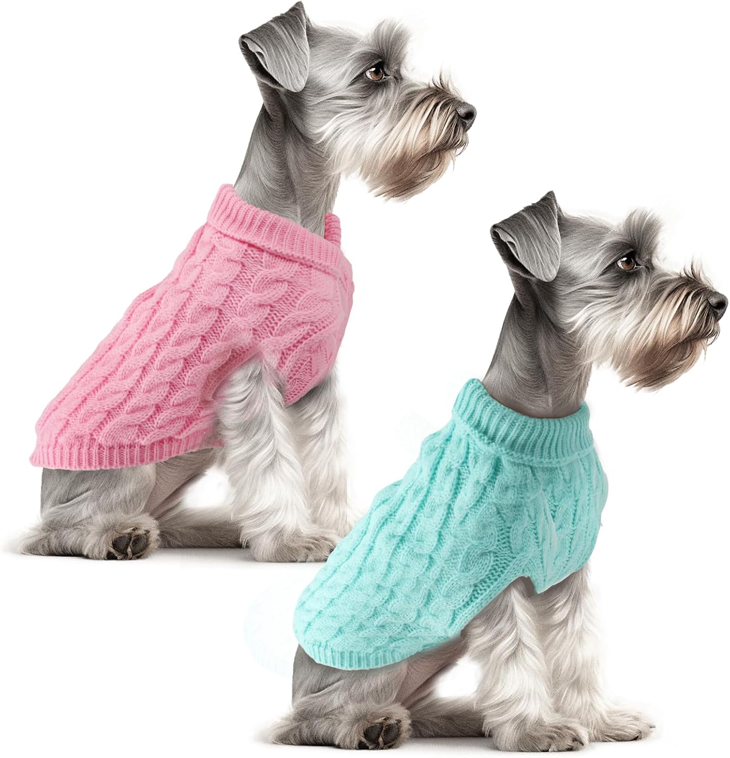 2-Pack Knitted Turtleneck Dog Sweaters – Warm Winter Puppy Jumpers Designer