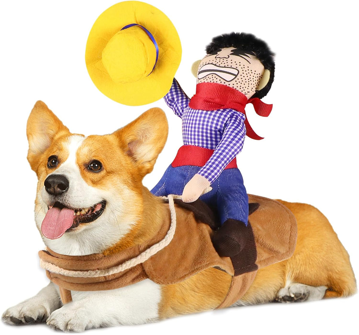 Dog Cowboy Costume, Dog Halloween Costumes Cowboy Rider Dog Costume Funny Dog Costume for Small Medium Large X-Large Dogs (XX-Large)