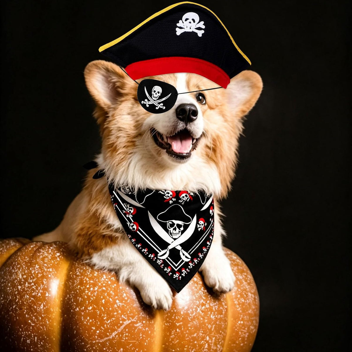 Costume de pirate pour chien - Costume d'Halloween amusant - Chapeau et bandana pour Halloween, Noël, chien, chat, cosplay, cadeau de rôle - Fournitures de fête à thème