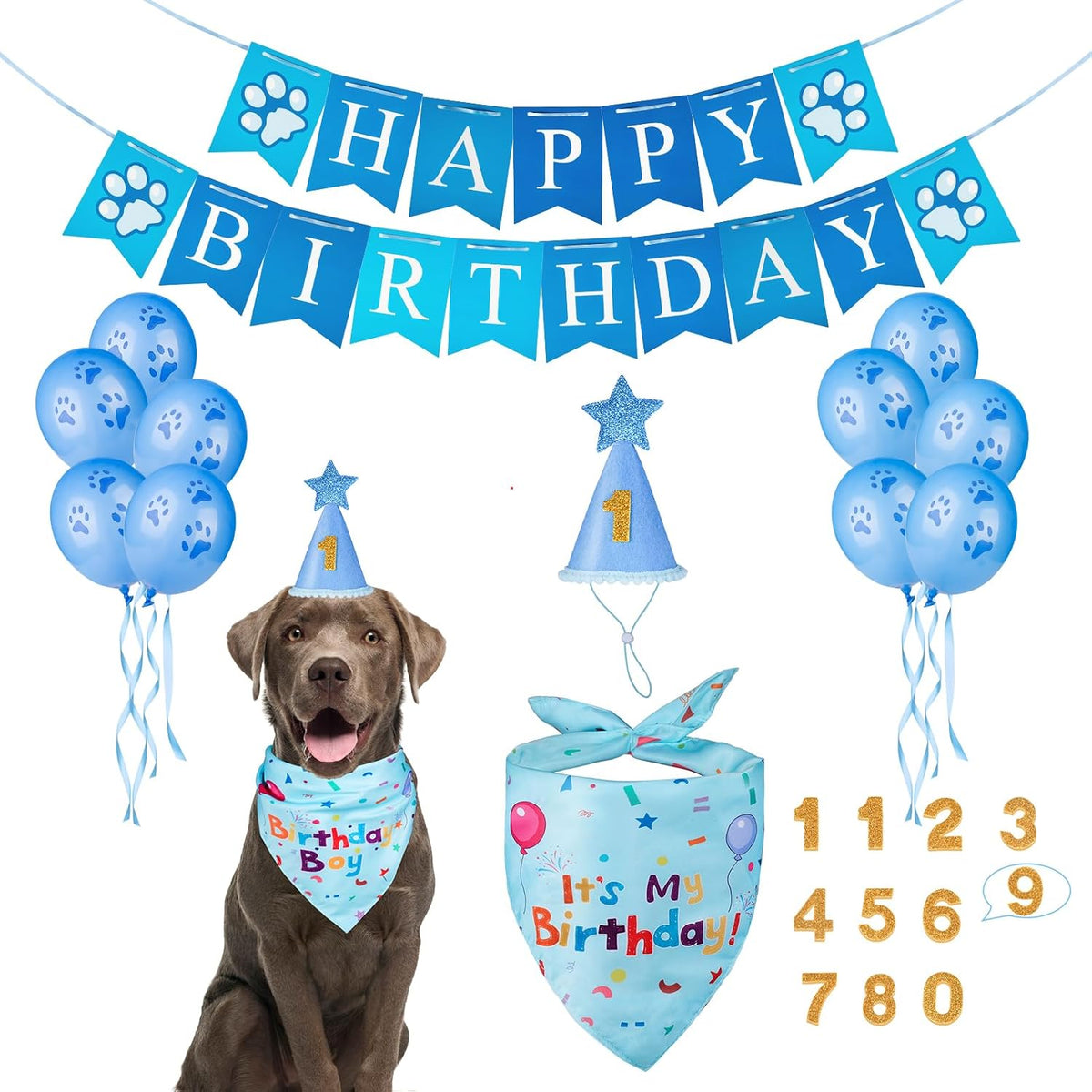 Dog Birthday Party Supplies,Dog Birthday Bandana,Dog Birthday Hat