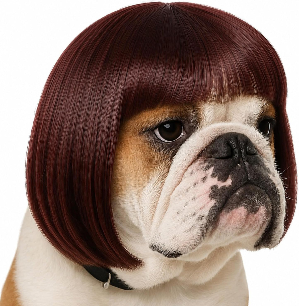 Funny Dog Wig for Small Medium Large Dogs, 7 Inches Pet Costume Elastic Cat Cosplay Wig Decoration for Halloween, Christmas, Parties（Brown）