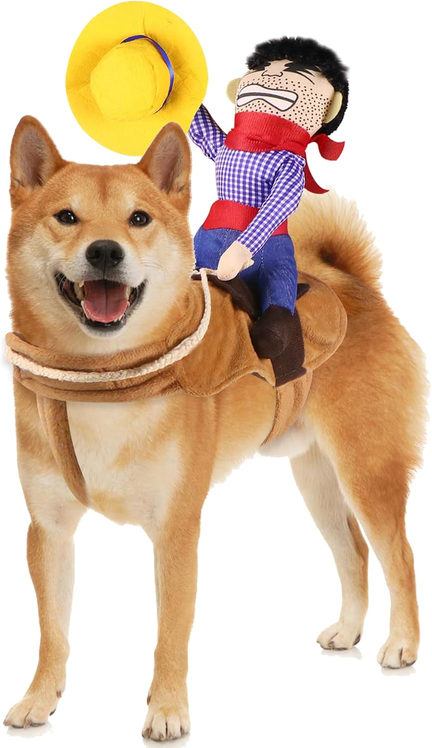 Dog Cowboy Costume, Dog Halloween Costumes Cowboy Rider Dog Costume Funny Dog Costume for Small Medium Large X-Large Dogs (XX-Large)
