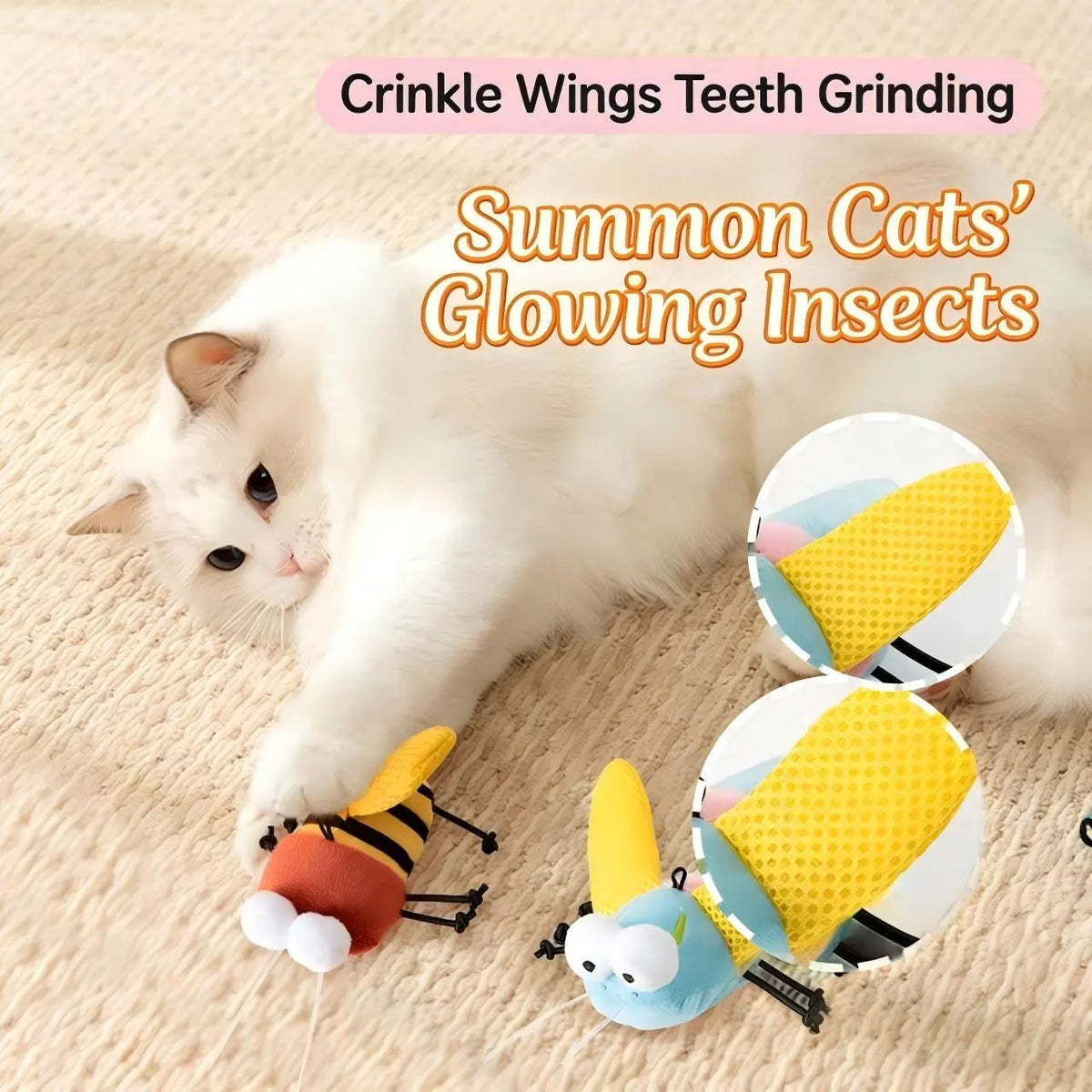 Catnip Flying Insect Interactive Cat Toy with Lights & Sound