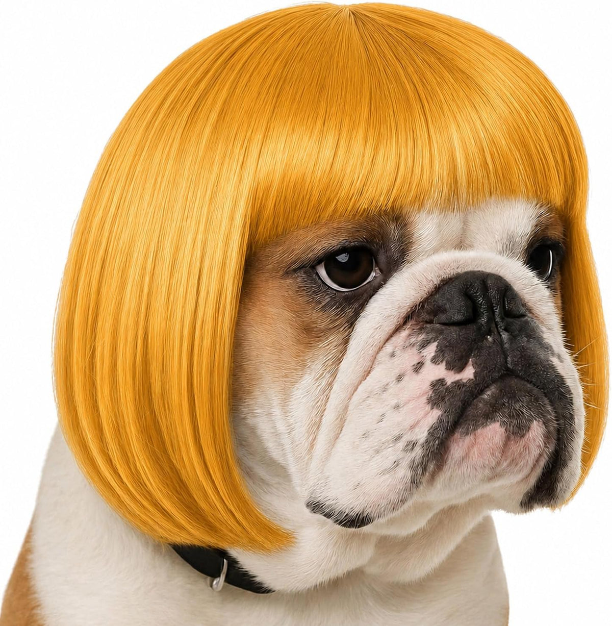 Funny Dog Wig for Small Medium Large Dogs, 7 Inches Pet Costume Elastic Cat Cosplay Wig Decoration for Halloween, Christmas, Parties（Brown）