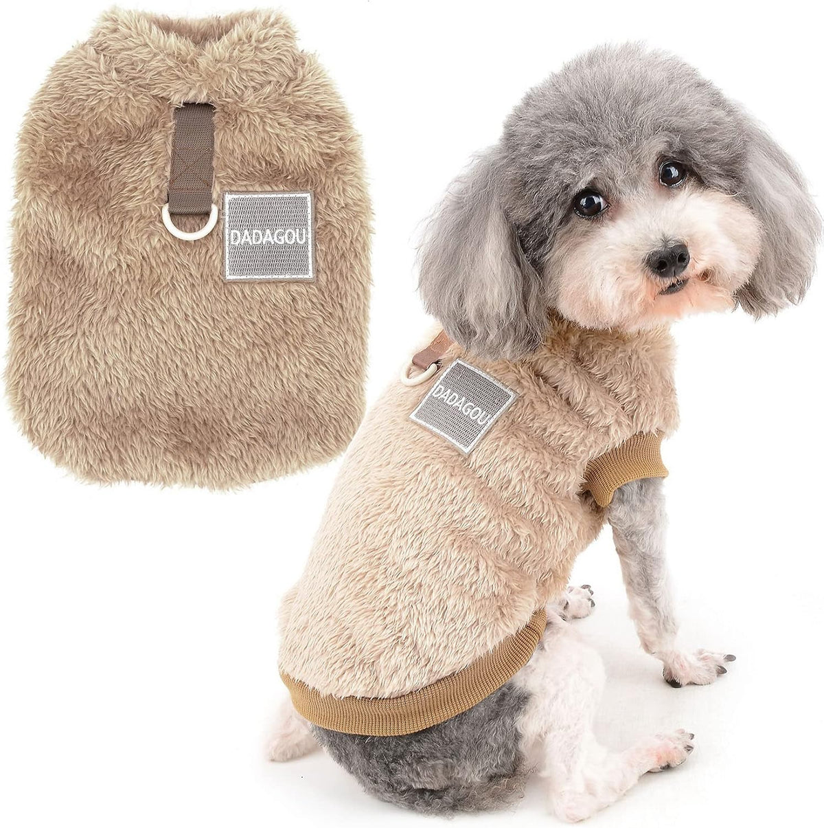 Soft Fleece Pullover Dog Coat – Warm Winter Jacket with D-Ring for Small Pets