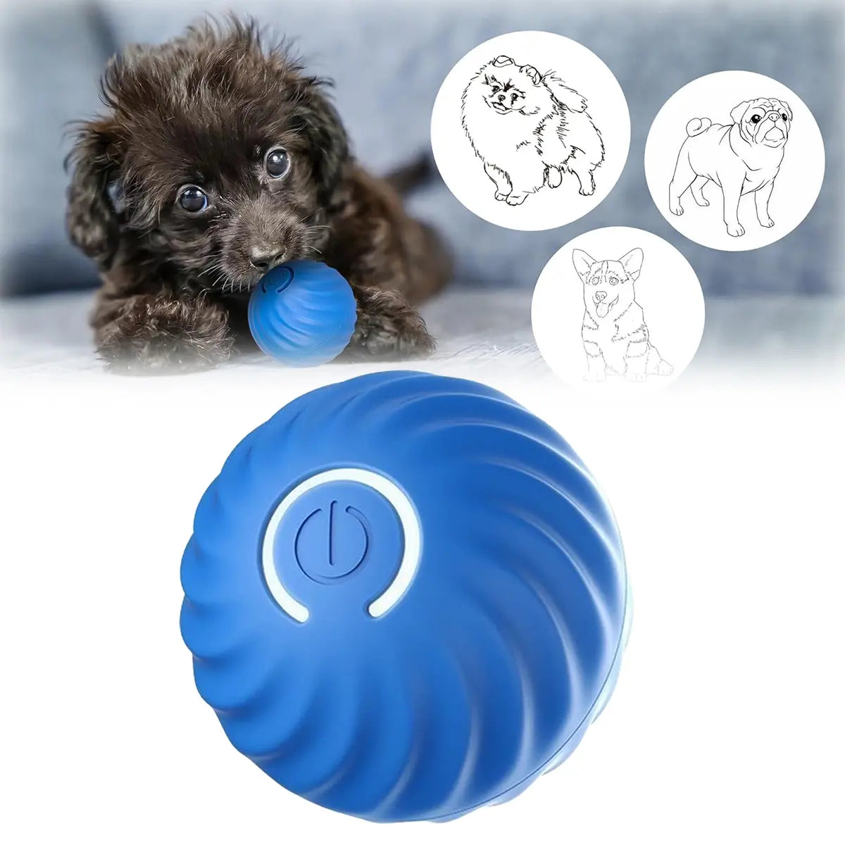 Interactive Motion Activated Dog Toy Ball, Blue