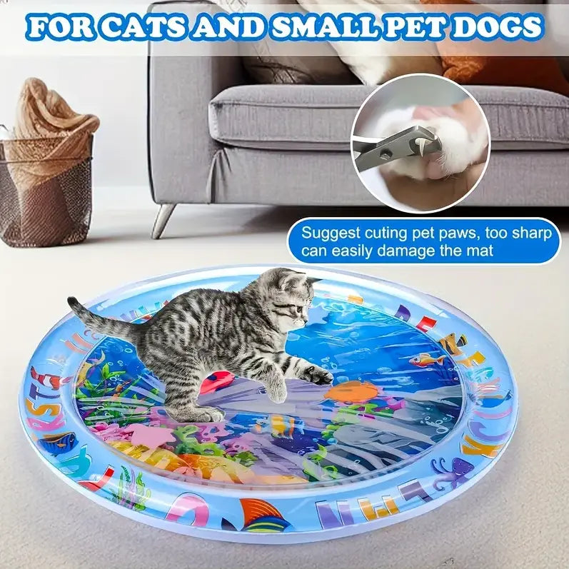 Interactive Cat Water Play Mat Splash Proof Floating Fish PVC Cat Toy