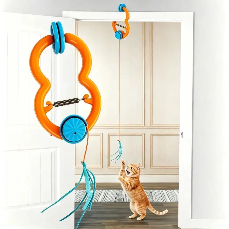 Allforpaws Interactive Cat Toy for Indoor Cats with Feather Teaser