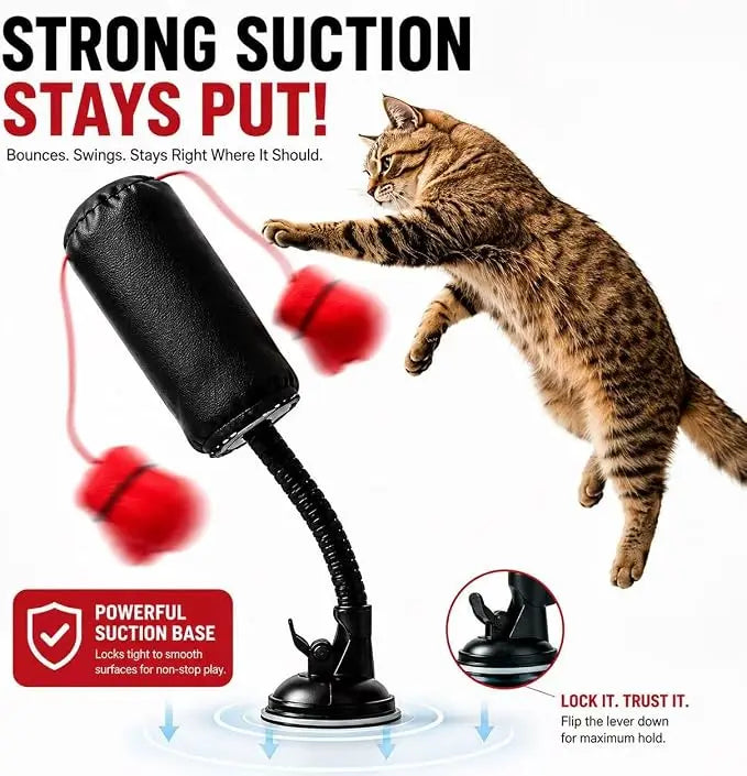 Cat Punching Bag Toy with Suction Cup, Interactive Boxing Stand