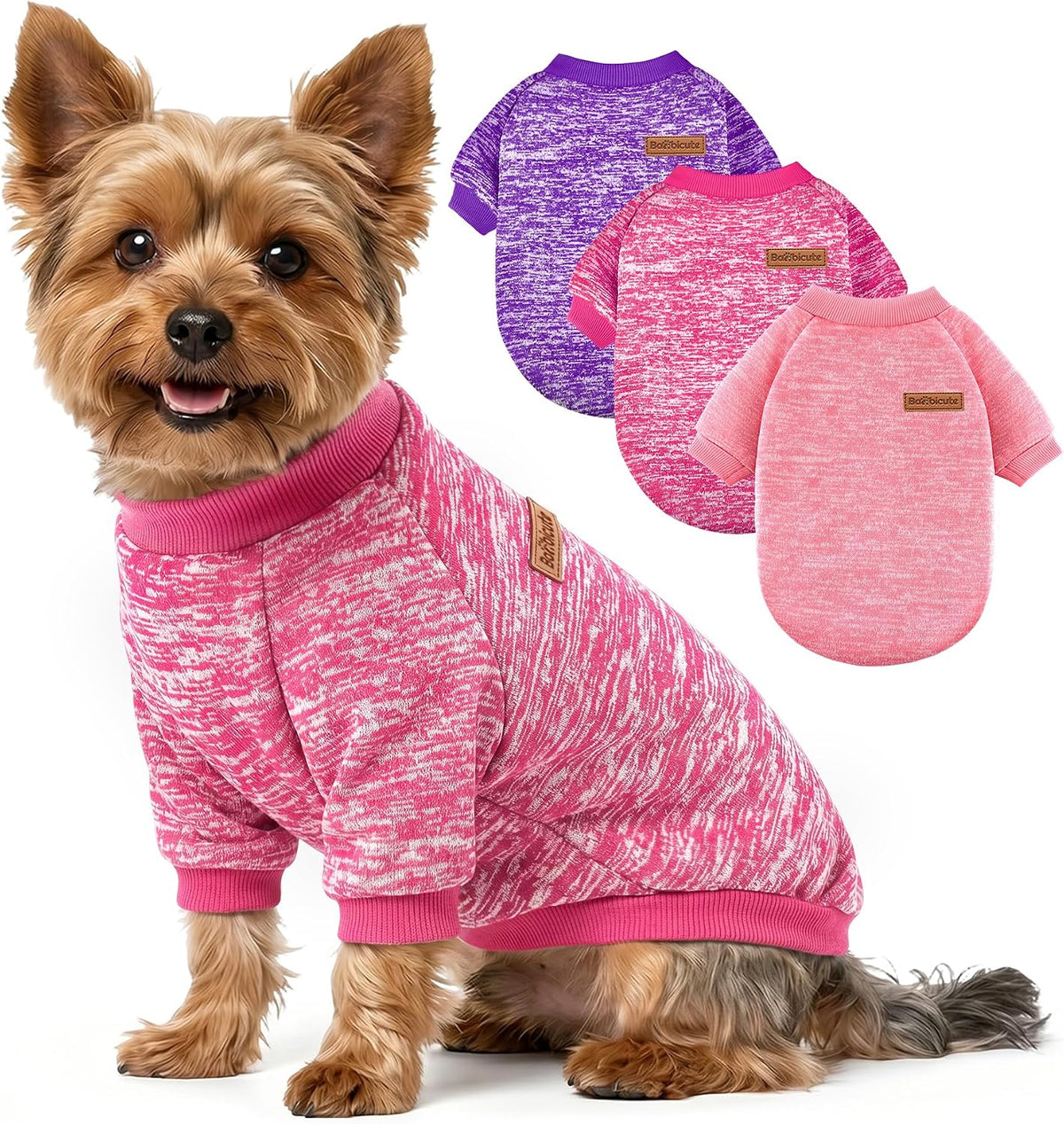 3 Pack Dog Sweaters for Small Dogs Girl Boy Winter Fleece Clothes Warm Soft Dog Sweatshirt Outfit for Dogs Cats Pet Apparel