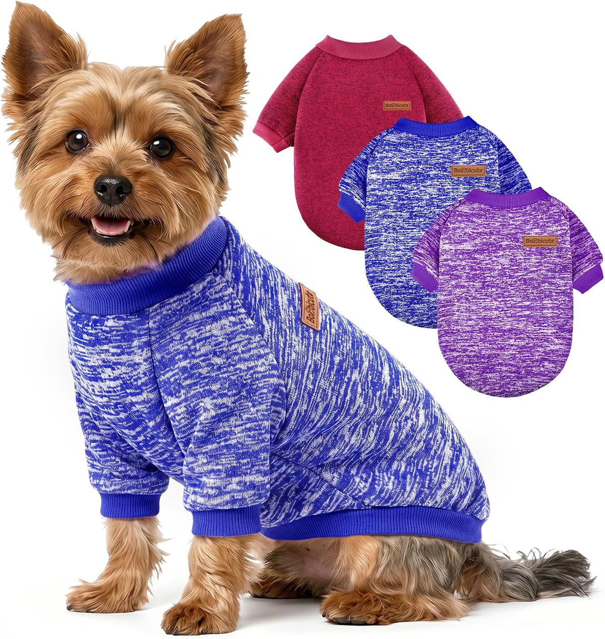 3 Pack Dog Sweaters for Small Dogs Girl Boy Winter Fleece Clothes Warm Soft Dog Sweatshirt Outfit for Dogs Cats Pet Apparel