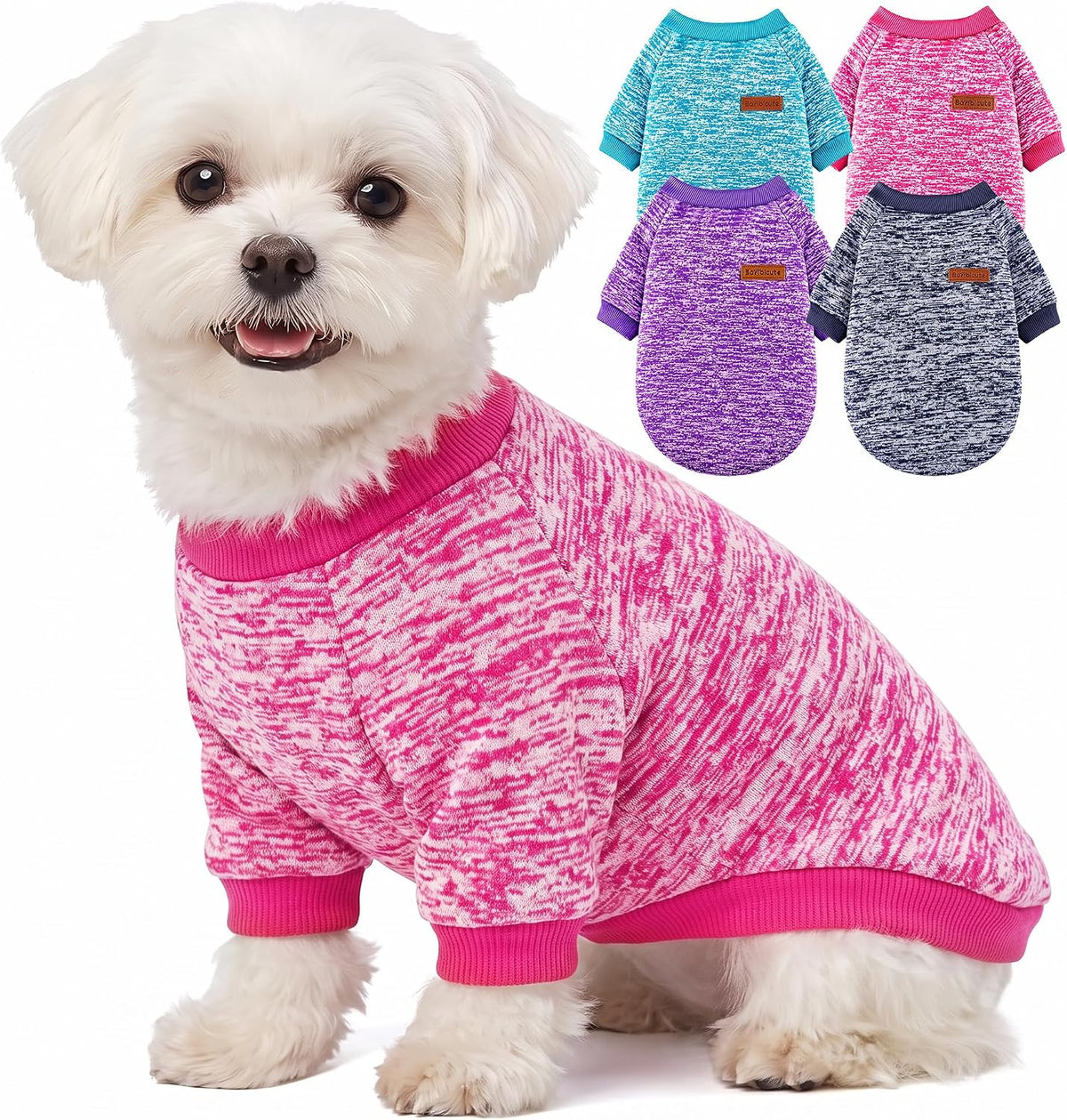 3 Pack Dog Sweaters for Small Dogs Girl Boy Winter Fleece Clothes Warm Soft Dog Sweatshirt Outfit for Dogs Cats Pet Apparel