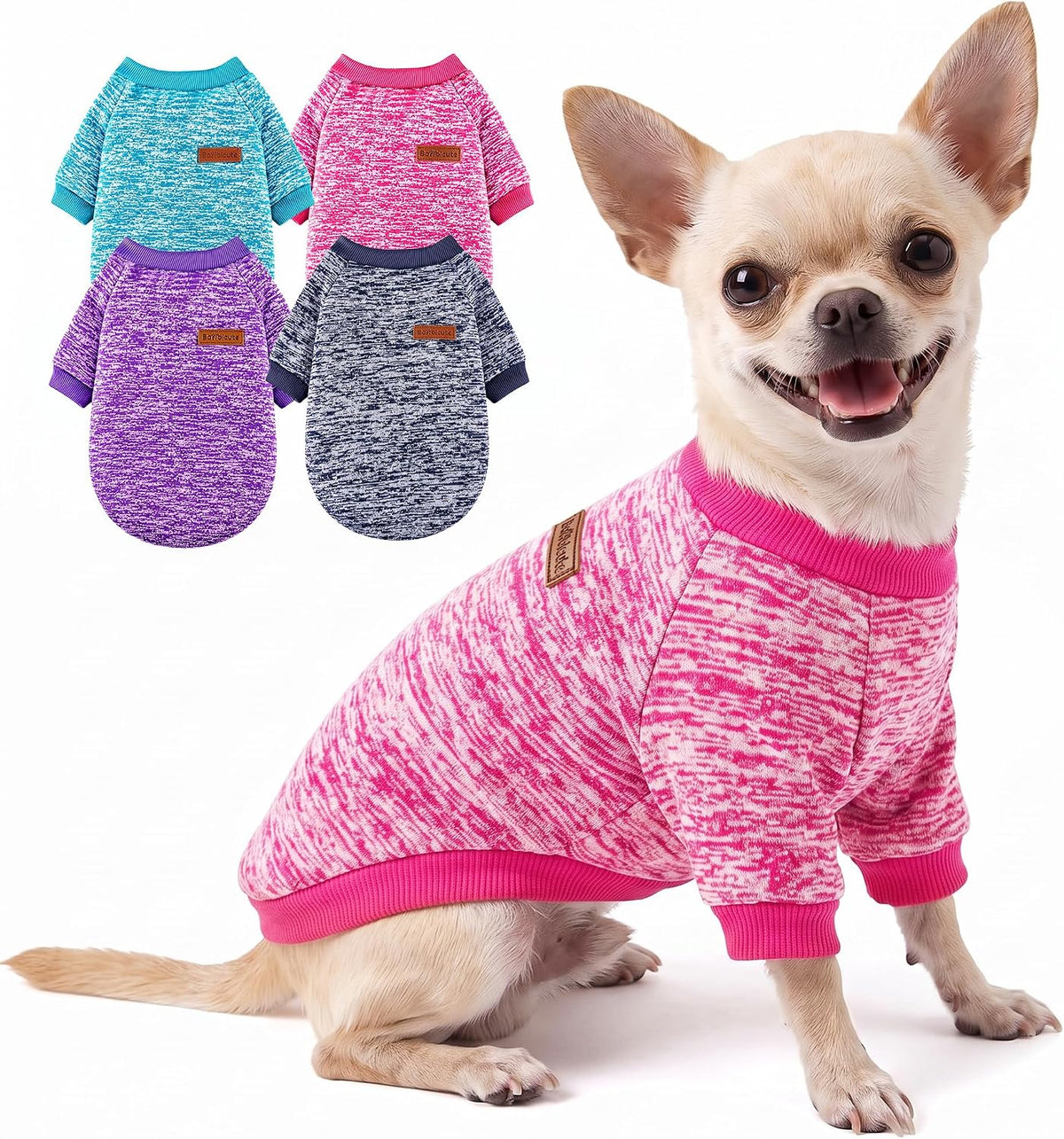 3 Pack Dog Sweaters for Small Dogs Girl Boy Winter Fleece Clothes Warm Soft Dog Sweatshirt Outfit for Dogs Cats Pet Apparel