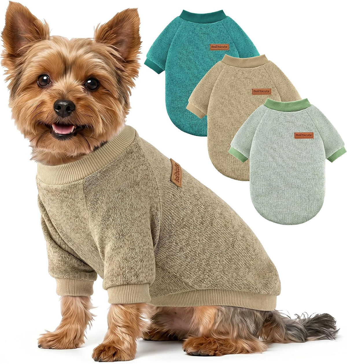 3 Pack Dog Sweaters for Small Dogs Girl Boy Winter Fleece Clothes Warm Soft Dog Sweatshirt Outfit for Dogs Cats Pet Apparel
