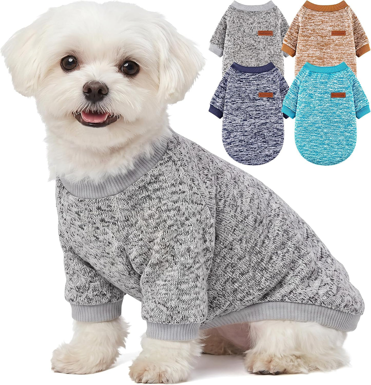 3 Pack Dog Sweaters for Small Dogs Girl Boy Winter Fleece Clothes Warm Soft Dog Sweatshirt Outfit for Dogs Cats Pet Apparel