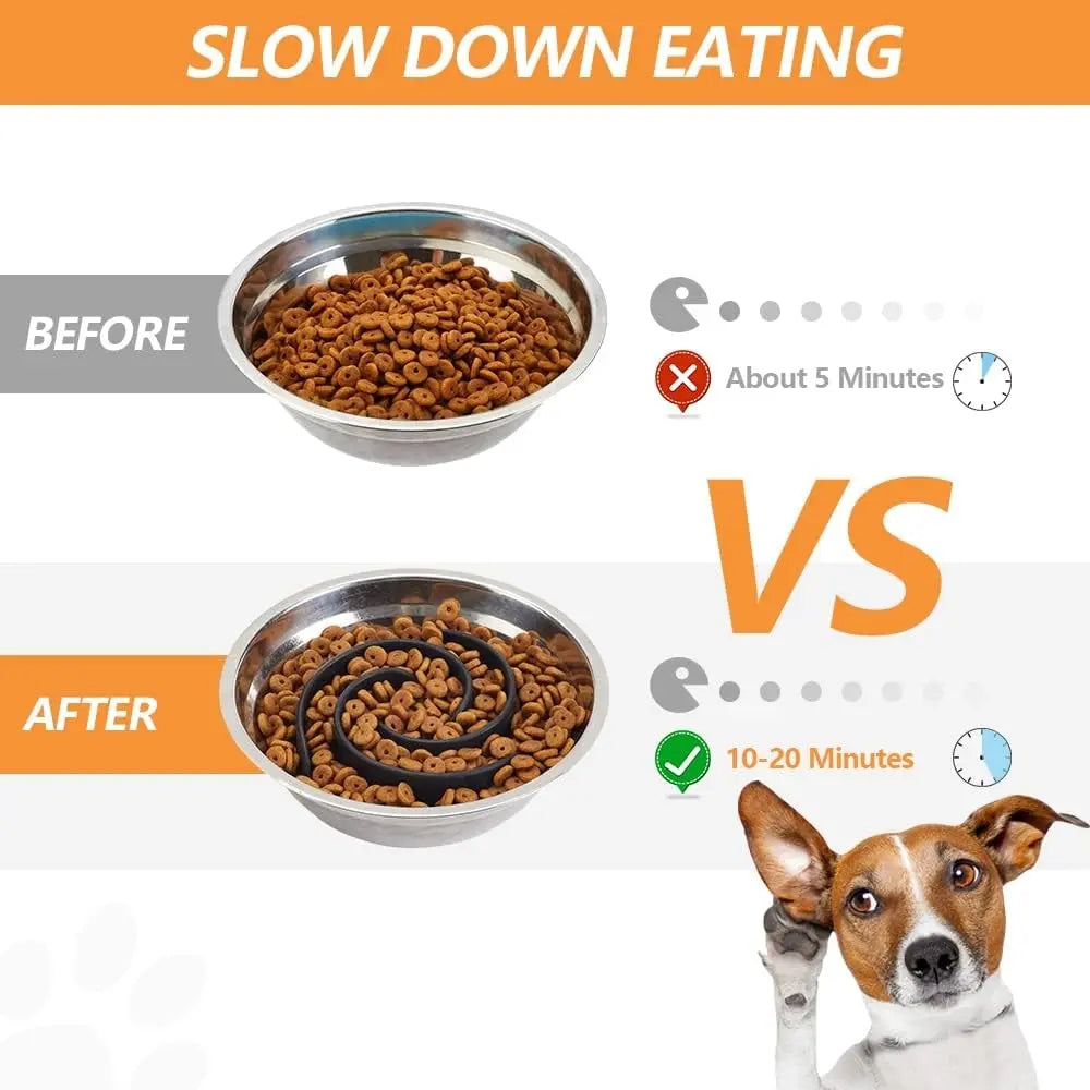 Slow Feeder Dog Bowl Insert Silicone Soft Suction Sizes S-XL
